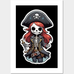 Skeleton Pirate Girl 1 Posters and Art